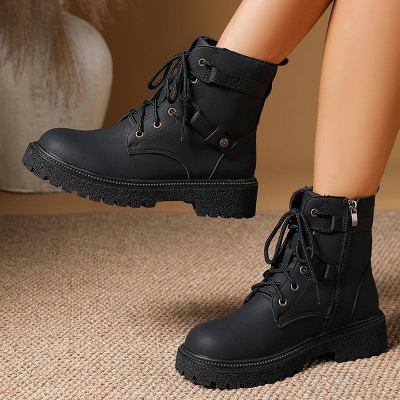 

Fashion British Style Yellow Platform Boots for Women Zipper Up Ankle Boots Woman Ankle Boots Woman Punk Round Toe Lace Up Botas Lady 41 чёрный