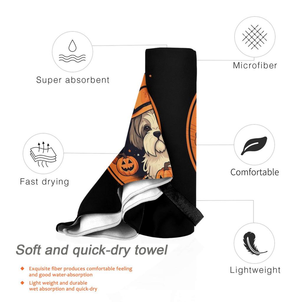 Shih Tzu Dog Halloween, Love Dogs 2 Beach Towel Soft Microfiber Quick Dry Absorbent Quick Towels For Swimming