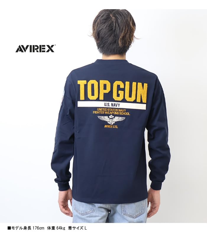 AVIREX TOP GUN Long Sleeve T-Shirt 783-3930017 (Size M, 120 Navy)