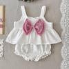 2026 Summer Bow Strap Cotton Set for Baby Girls - Cute Two-Piece Outfit