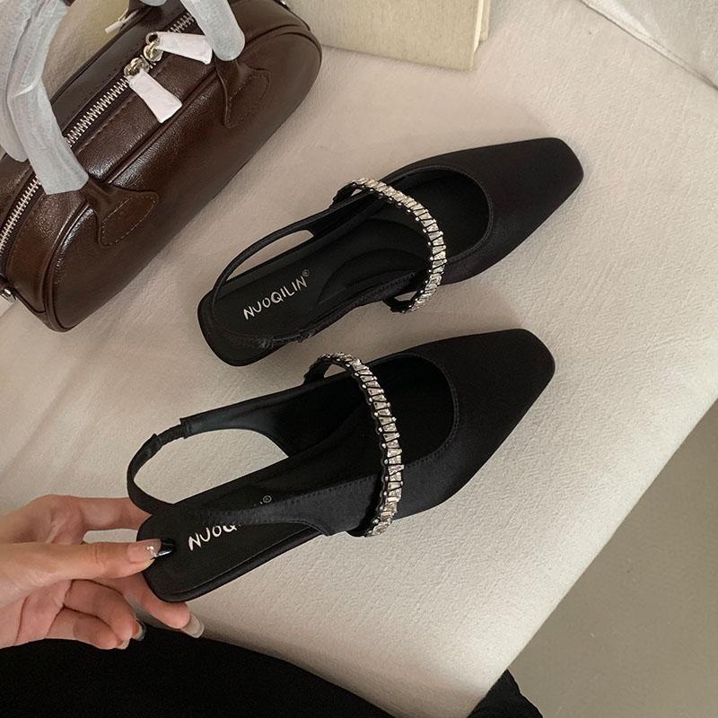 Fashion Luxury Rhinestones Fashion Shallow Women Flats Sandals Slip On Shoes Female Pointed Toe Footwear Ladies Flats Sandals Shoes