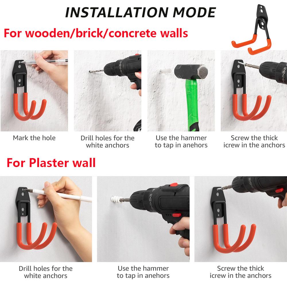 Heavy Duty Wall Mounted Garage Hook for Tools, Bikes, Ladders & More