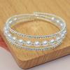 Korean Opening 3 Rows Rhinestone Pearl Bracelet Fashion Jewelry  Silver Gold One Piece Dropshipping