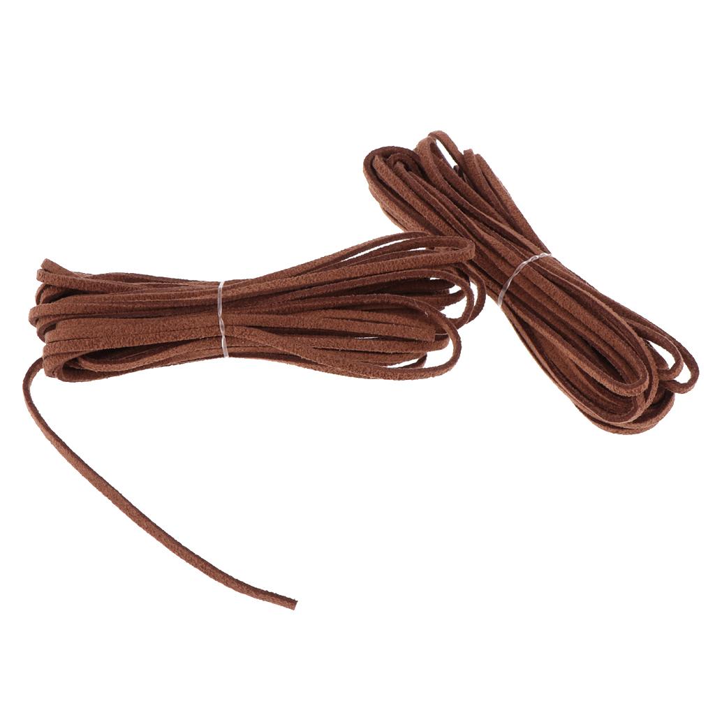 2pcs 3mm Flat Leather Braiding String 5 Yards Dark Brown