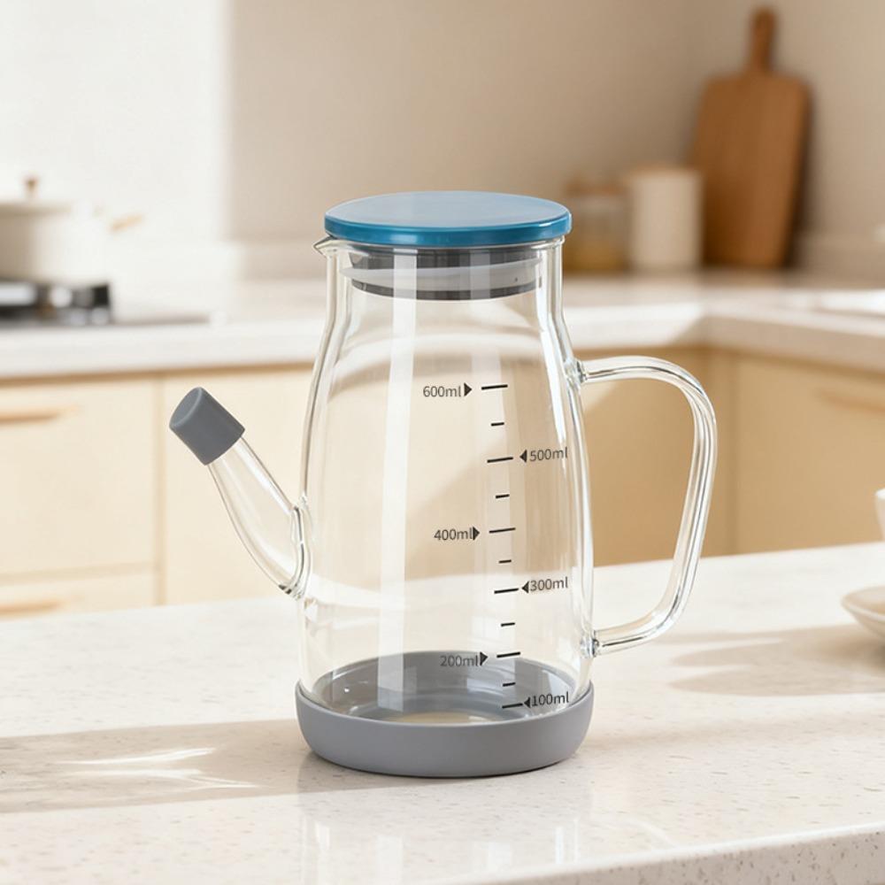 High Borosilicate Glass Oil Pot Household Kitchen with Graduated Soy Sauce Vinegar Glass Bottle High Temperature Resistant Oil Pot
