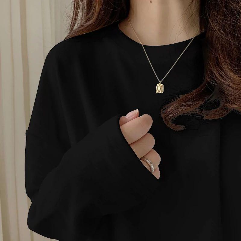 Brushed Half Turtleneck Long-sleeved T-shirt for Women In Autumn and Winter Thickened Loose Casual Versatile Bottoming Shirt Top