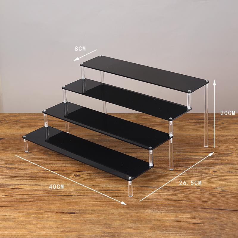 Black Handmade Toy Display Rack 1/2/3/4/5 Layer Ladder Shelf for Building Block Model Doll Office Cosmetics Storage