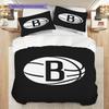 Brooklyn Nets Stars Stripes Basketball Spirit Bettwäsche(1 Bettbezug + 2 Kissenbezüge, ohne Füllung)Weihnachts-Geburtstagsgeschenk Weich und bequem
