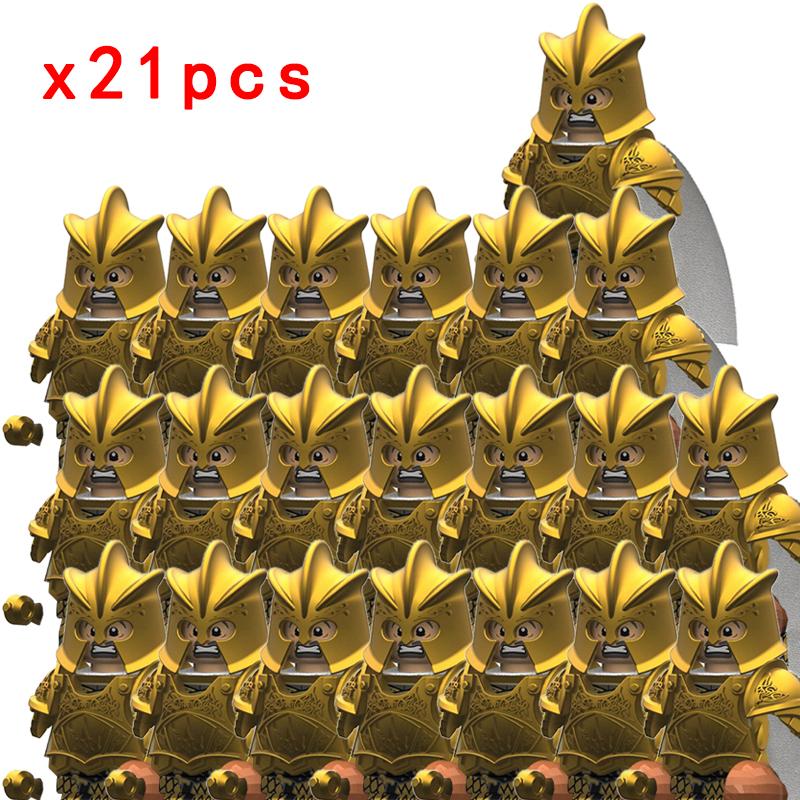 MOC Thrones Golden Armor Warrior Guard Jaime Lannister Barristan Selmy Meryn Trant Building Blocks Mini Action Figure Toys