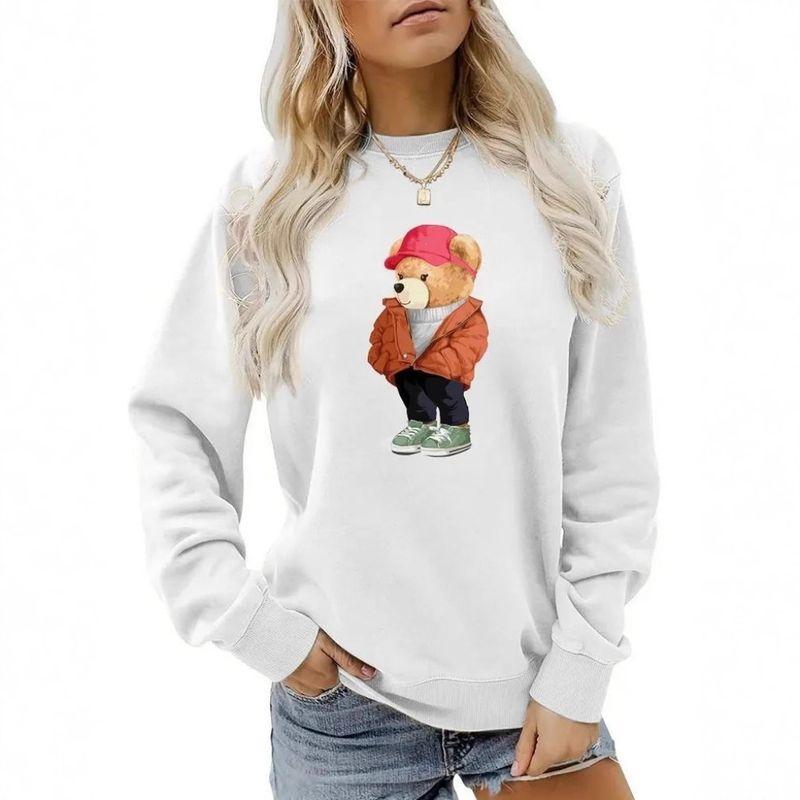 Fashion Wind New Fashion Casual Loose Printed Crew Neck Sweatshirt Tops Printed round Neck Top