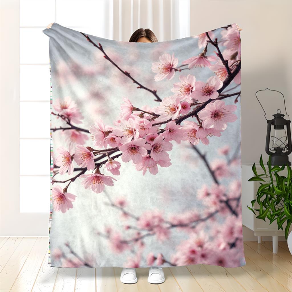 Japanese Cherry Blossom Blanket - Ultra-Soft Lightweight Spring Throw 70x100cm
