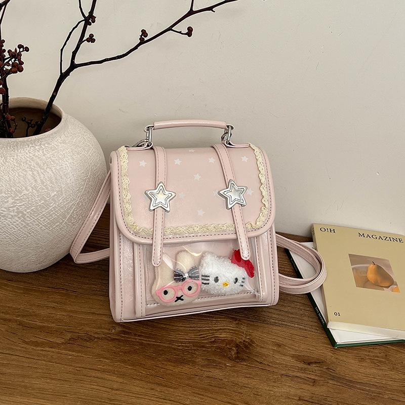 Schoolbag Sweet Color Matching Lace Backpack Women's 1011 New Age Reduction Multi-purpose Hand Carry Shoulder Small Backpack Mini