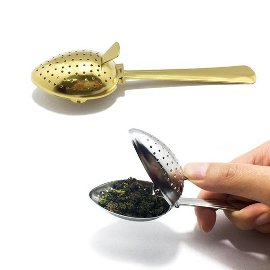 Te-spreder i rustfritt stål med krok Fine hull Te-intervallfilter for løsblads-te- og kaffebrygging Bærbar te-infuser for hjemreise