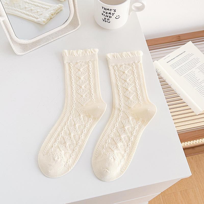 

Женские весенне-летние милые кружевные влагоотводящие дышащие однотонные бесшовные носки-трубы 1 pair