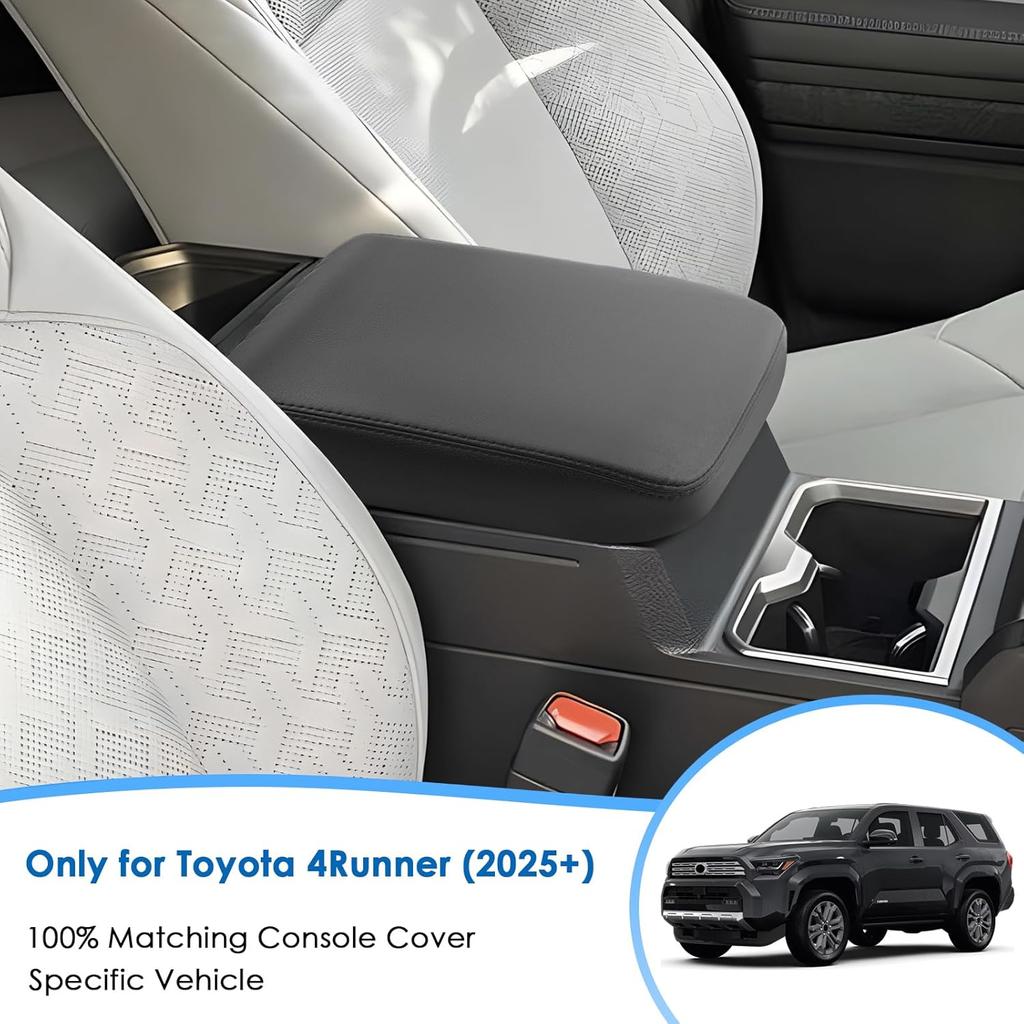2025 4Runner Center Console Cover for Toyota 4Runner (SR5/TRD Sport/TRD Off-Road/Limited/Platinum/TRD Pro/Trailhunter), Waterproof &Comfy Leather