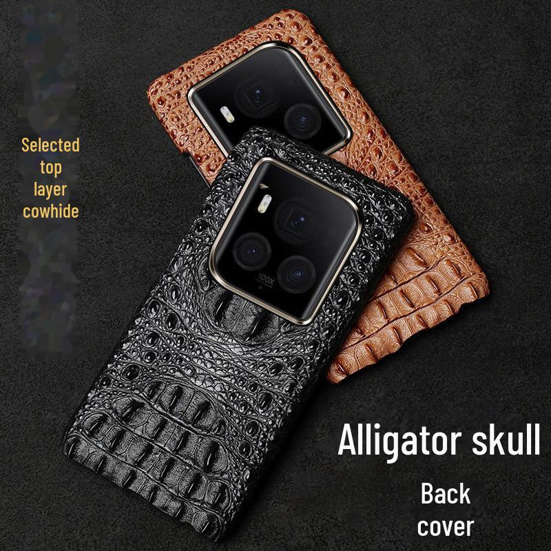 Crocodile Skull Half Package Genuine Leather Protective Case for Honor Magic6 Ultimate/Pro