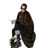 Fur integrated V-neck double-sided wearable coat  extended winter coat to keep warm new environmentally friendly fur