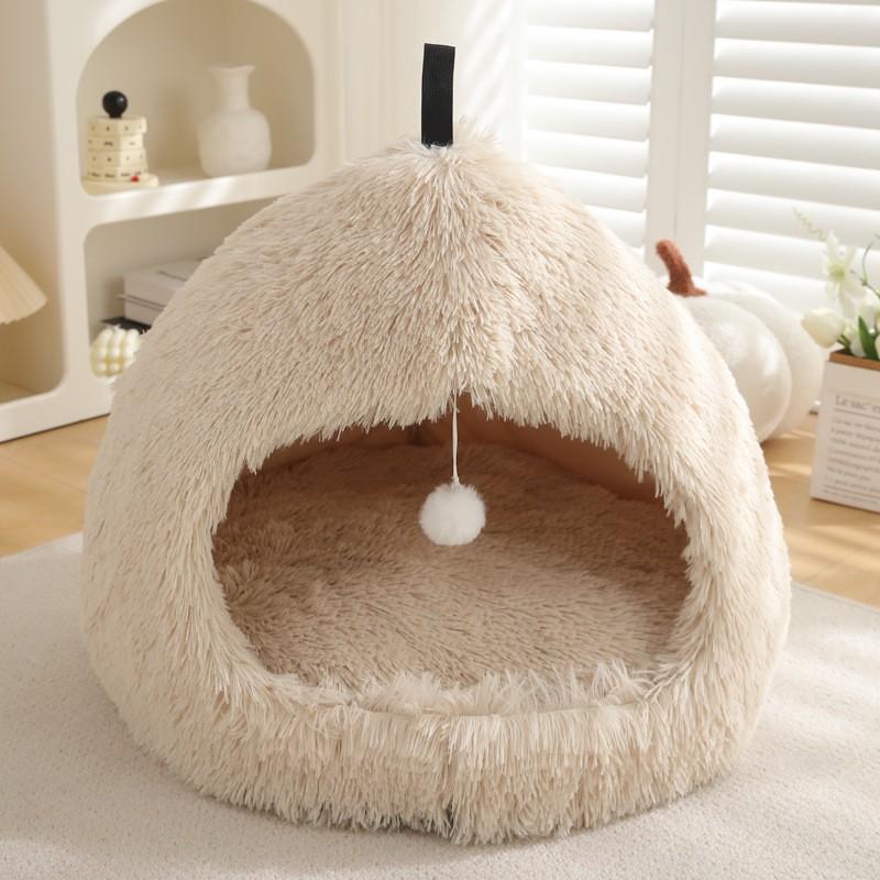 Cozy Winter Pet Bed Cats Small Dogs Plush Warm Nest With Deep Sleep Design Indoor Use