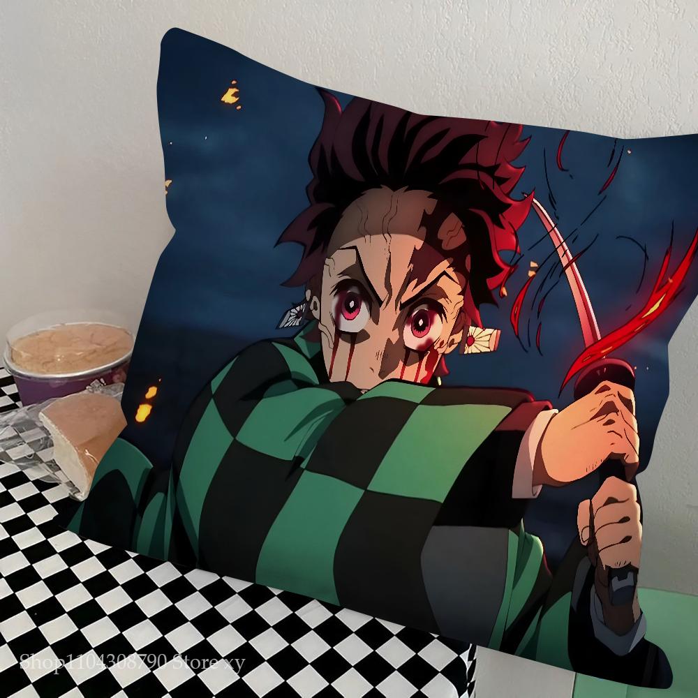 Anime Demon Slayer Kimetsu Pillow Case Square Pillow Bedroom Sofa Leisure Comfort Cushion Car Living Room Home Decoration