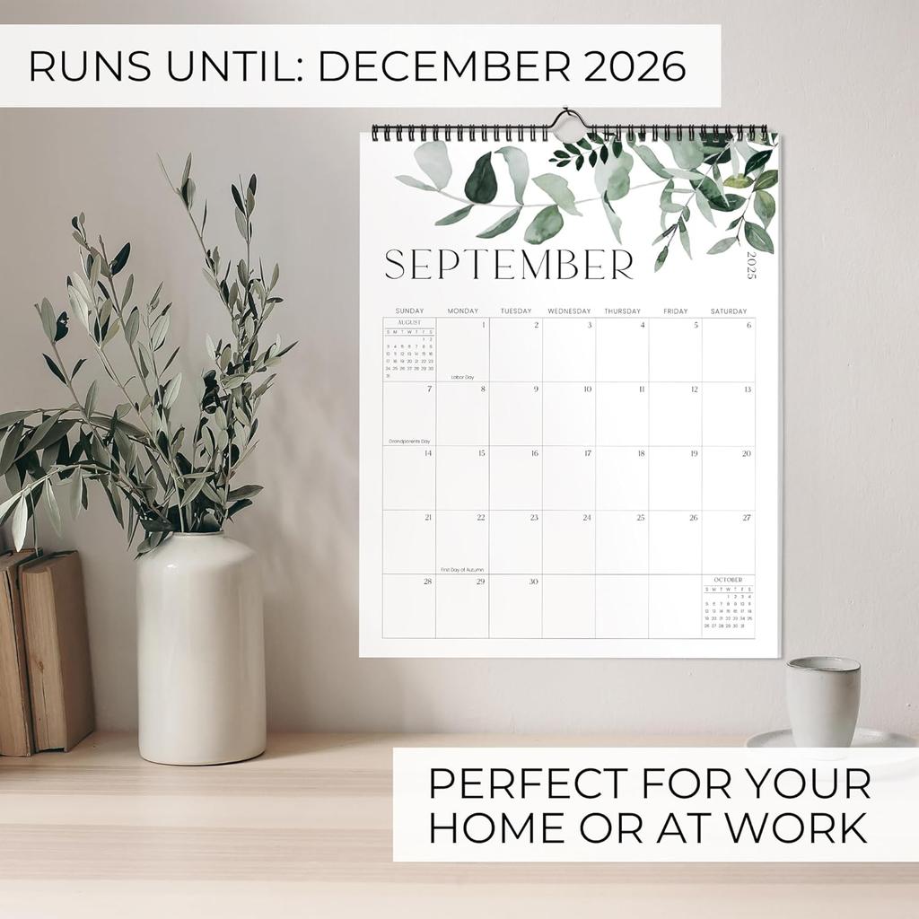 Aesthetic 2026 Wall Calendar - Runs Until December 2026 - The Perfect Large Modern Greenery Calendar Planner for Easy Organizing