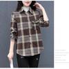 Fleece-Lined Plaid Mid-Length Wool Shirt for Women - Plus Size, Long-Sleeve Casual Outerwear