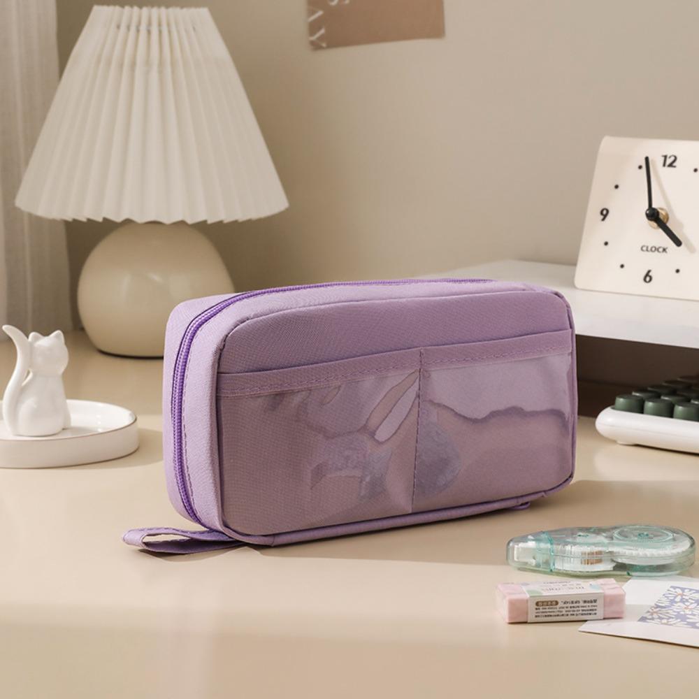 

Large Capacity Handheld Pen Bag Multi Layer Pen Pouch Simple Stationery Organizer Students фіолетовий