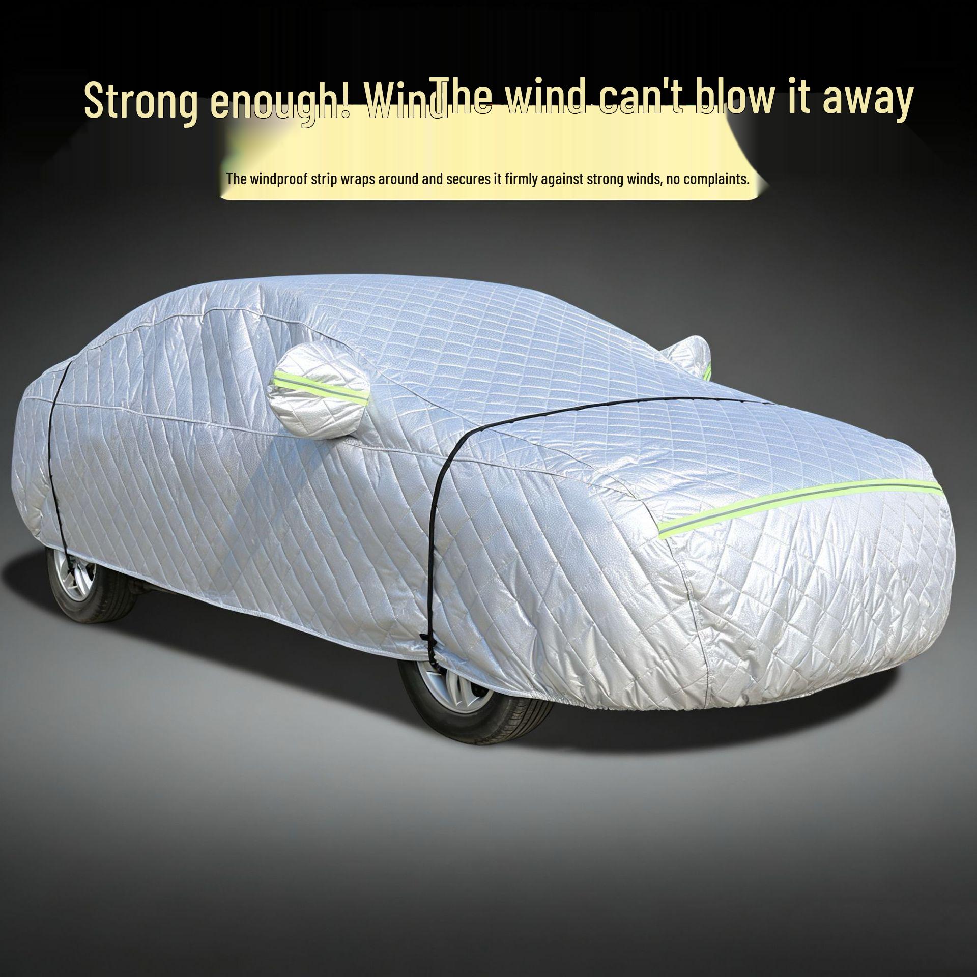 

Всесезонный хлопковый чехол для автомобиля с защитой от града и теплоизоляцией, сверхтолстый, для Северо-Востока Thickened quilt car cover (Anti-hail) Silver