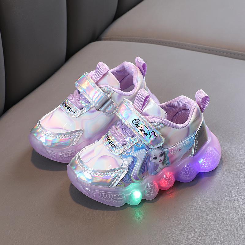 2024 New Arrival Light-Up Cartoon Shoes for Girls – Leather Sports Shoes for Toddlers & Kids