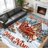 Christmas Custom Name Printed Square Area Rug Soft Non Slip Floor Carpet For Bedroom Holiday Gift