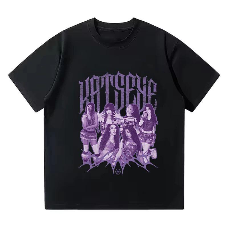 Y2k Gothic 2025Hot Katseye Korean Tshirt Casual Top Surrounding Men and Women Tshirts Sweet Cool Dark Cute Matching Fan Gift