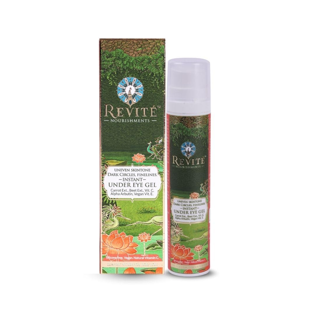 Revite Nourishments Instant Under Eye Gel | Carrot & Beetroot Extracts | Reduces Dark Circles Puffiness Fine Lines | 50gm