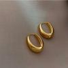 Vintage Smooth Metal U Shaped Geometric Oval Hoop Earrings For Women