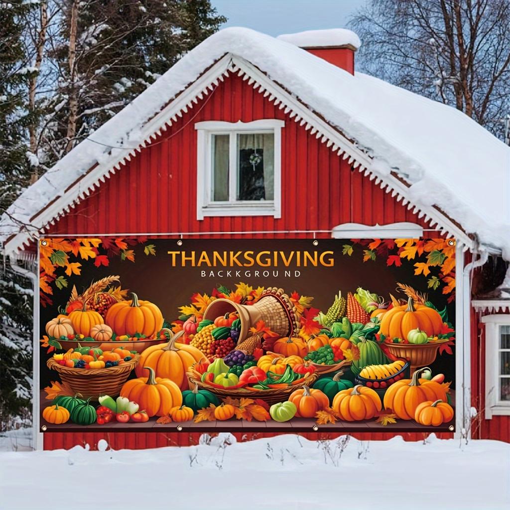 Thanksgiving and Autumn Harvest Garage Banner - Outdoor Party Decoration No Power Required