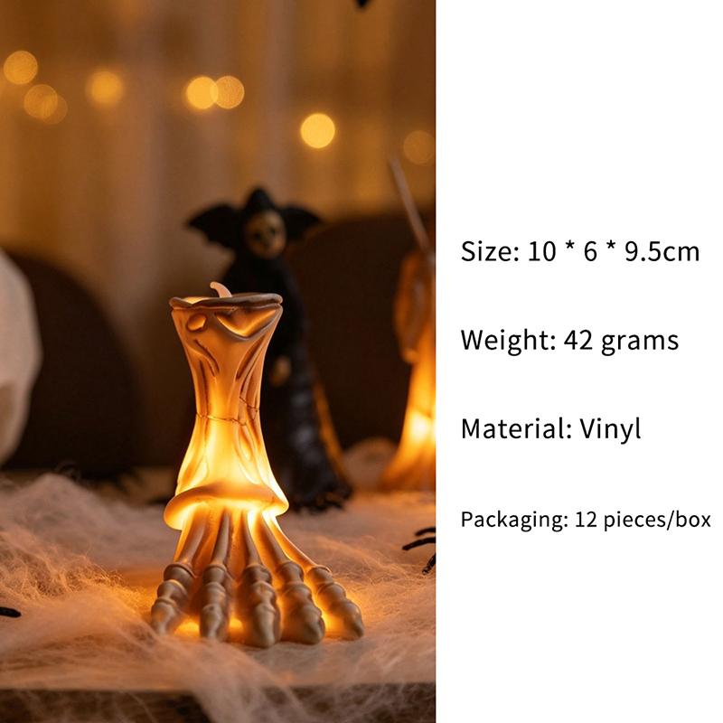 Halloween Skeleton Flameless Led Candle With Flickering Warm Light Perfect For Home Desktop Spooky Party Holiday Decoration