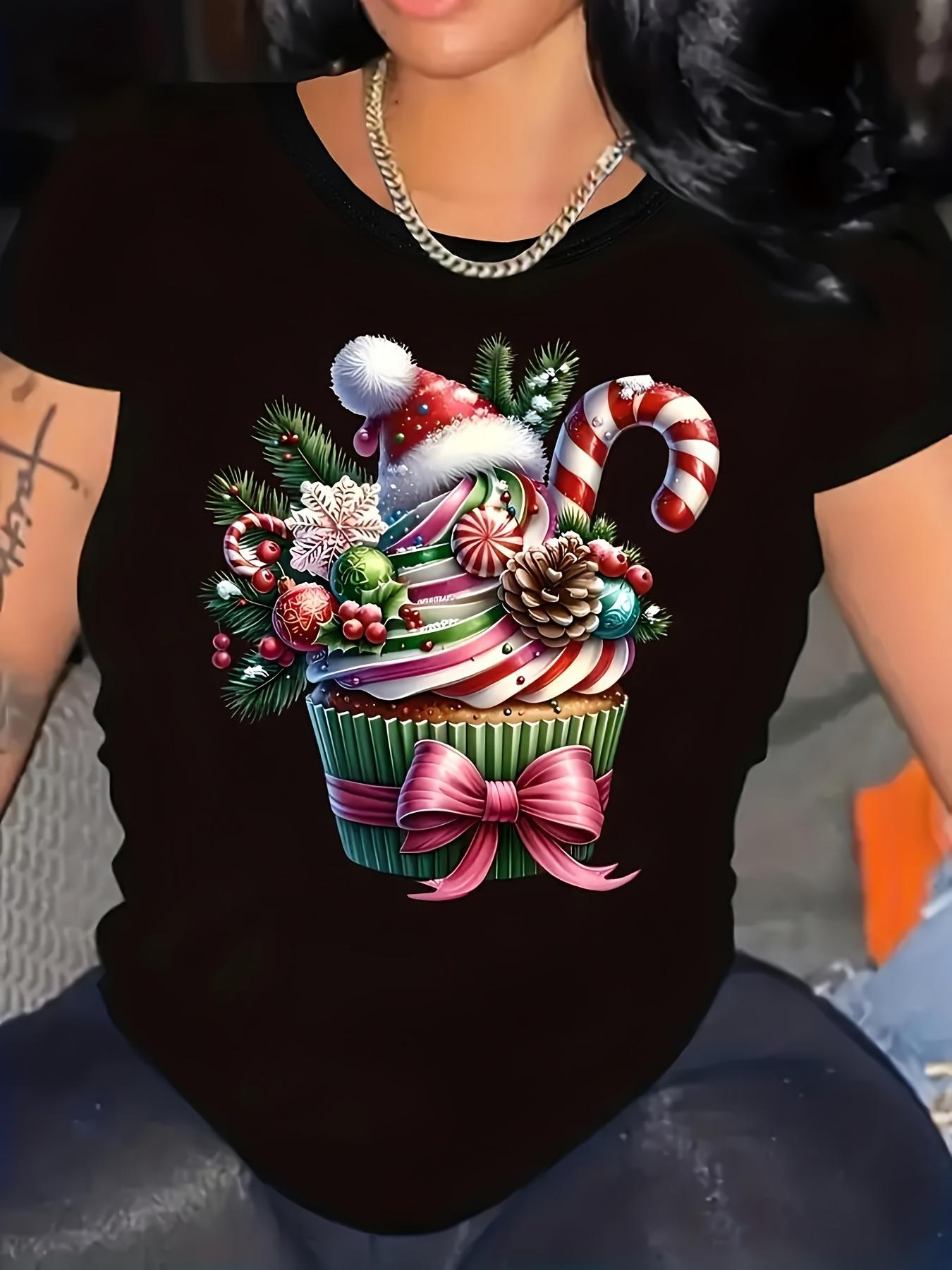 Casual Comfortable Holiday Themed Design with Santa Hat Candy Canes Christmas Shirts Kids Tshirt Unisexs Shirts Women Y2k tshirts S