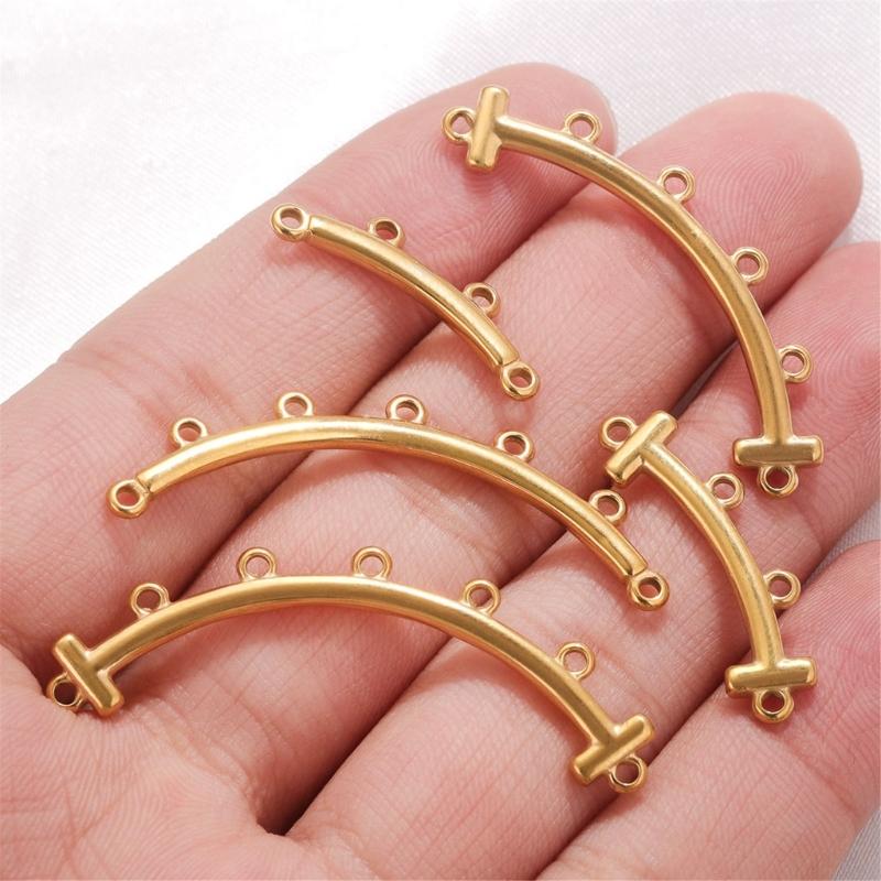 10pcs Multi size Stainless Steel Curved Connectors Multihole Necklace and Bracelet Connector Jewelry Making Supplies