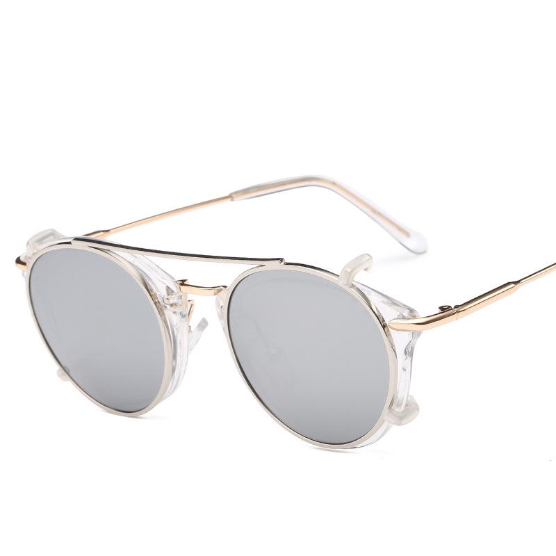Occhiali da sole metallici a clip a doppio uso e lenti trasparenti per miopia (Modello Unisex 8937)