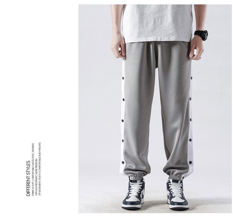 Pánské přeshraniční sportovní snap jogger kalhoty - Ležérní volný střih pro jaro a podzimní basketbalový trénink