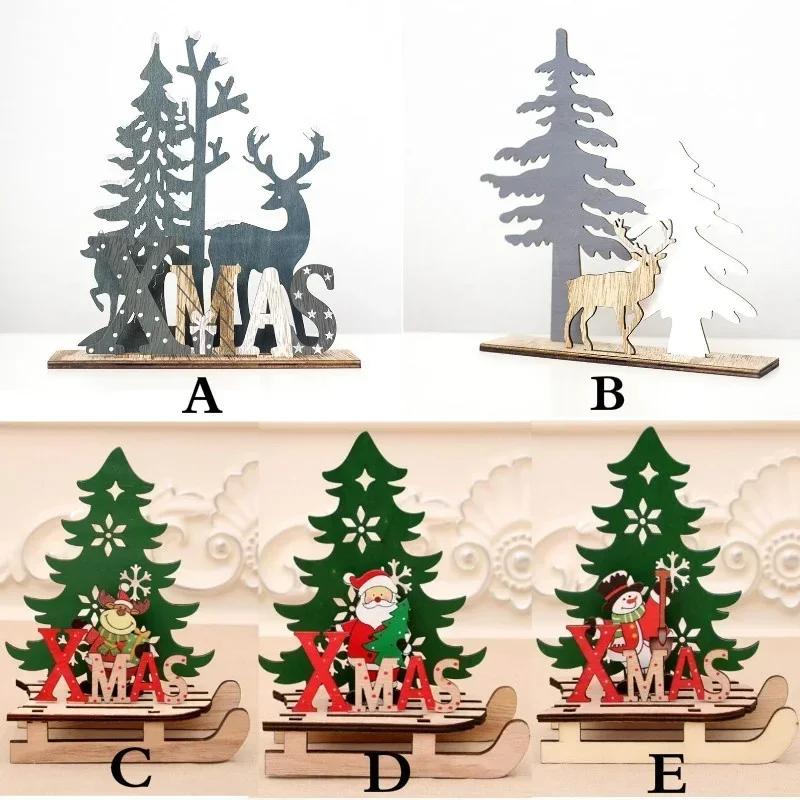 Wooden Elk Christmas Decoration for Home Splice Deer Xmas Ornaments Kids Gift for Home Christmas Party Decorations