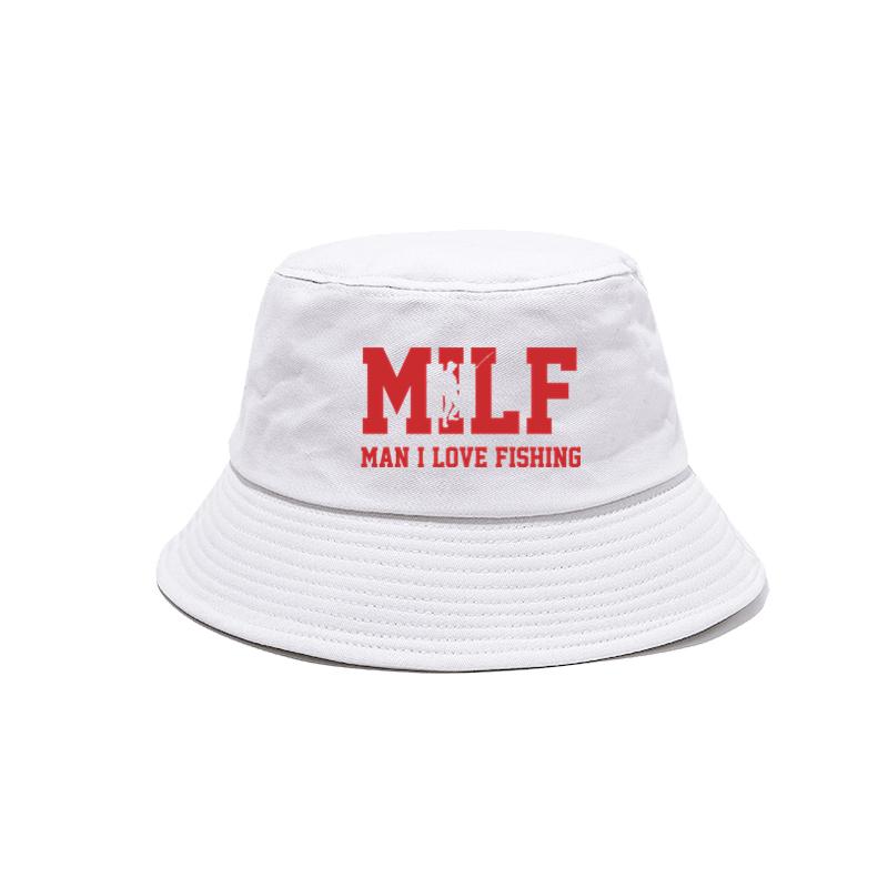 MILF Unisex I Love Fishing Bucket Hats Cool Summer Fishing Caps Outdoor Summer FisherUnisex Hats MZ-234