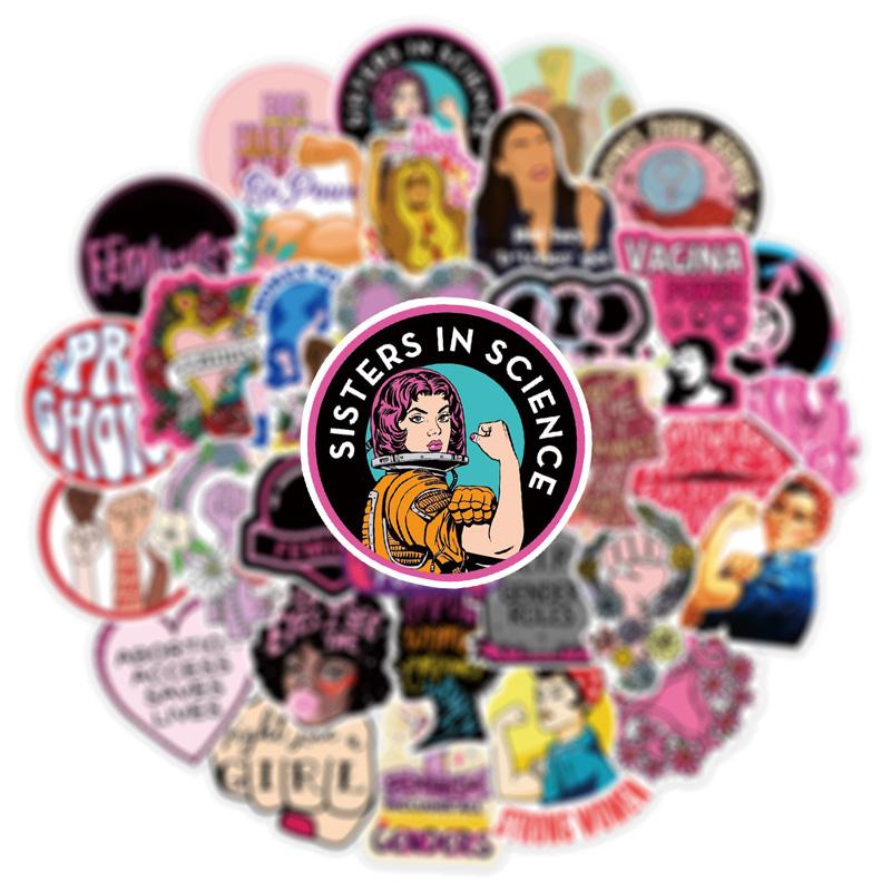 50 feministiske bevegelser Graffiti-klistremerker Samme søte klistremerker Vtuber Bagasje-klistremerker Krus-klistremerker Notatbok-dekorasjon-klistremerker Vanntette klistremerker