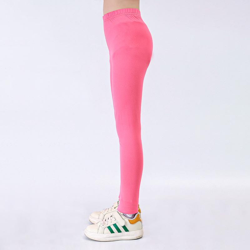 Dívčí legíny z mléčného hedvábí s potiskem - Jarní/letní tenké, elastické kalhoty slim fit pro děti