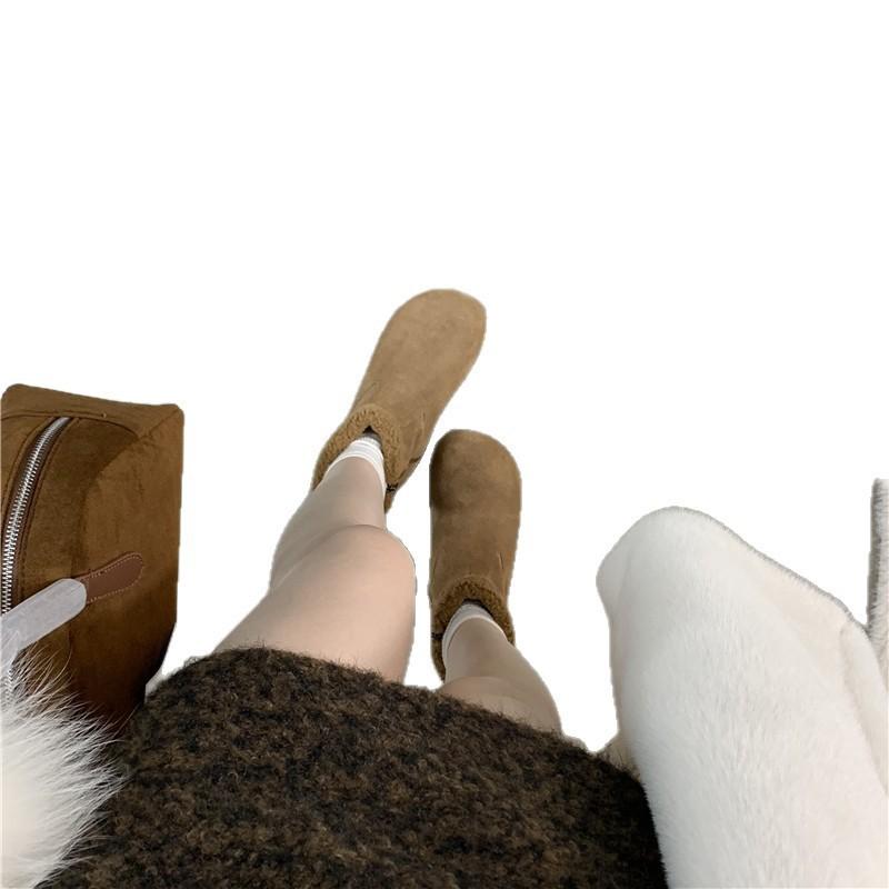 Sheepskin version~ Retro inner height-increasing matte leather snow boots women's 2025 new velvet short boots, real soft leather boots