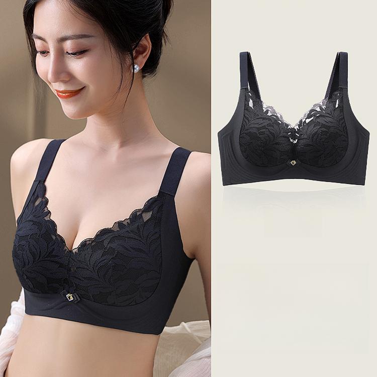 

Large-sized Lingerie Women s Gathering Bra Breast Retraction Top Support Anti-sagging Bra Thin Bra Push Up Bra 34/75B чорний