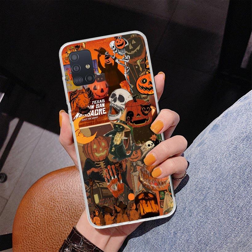 

Halloween Fall Art Witch Cat Phone Case For Samsung Galaxy A52 A32 A22 A12 A51 A31 A50S A30S A20S A10S Note 20 Ultra 10 Plus S10 Samsung A51 4G