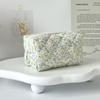Floral Quilted Makeup Bag - Large Capacity Travel Cosmetic Storage, Non-Collapsible Design
