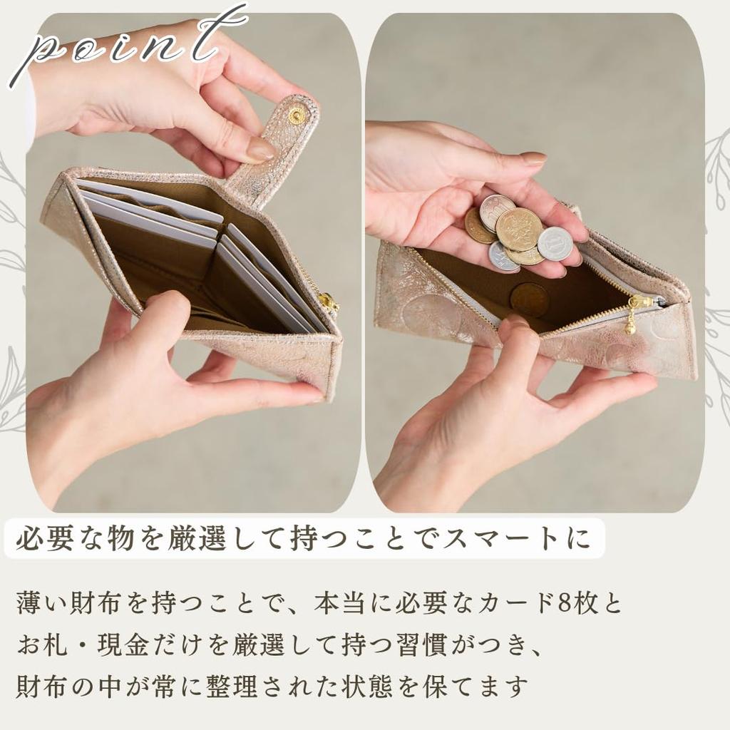 ZUCCHERO Slim Women's Long Wallet, Genuine Leather, Slim Billfold, Made in Japan, 55492 [Video], Silver