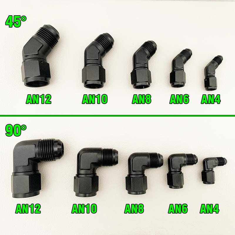Oil Fuel Fittings Male To Female Thread 90/45 Degree Swivel Coupler AN Adapter Oil Cooler Joint Aluminum Transformation Fittings