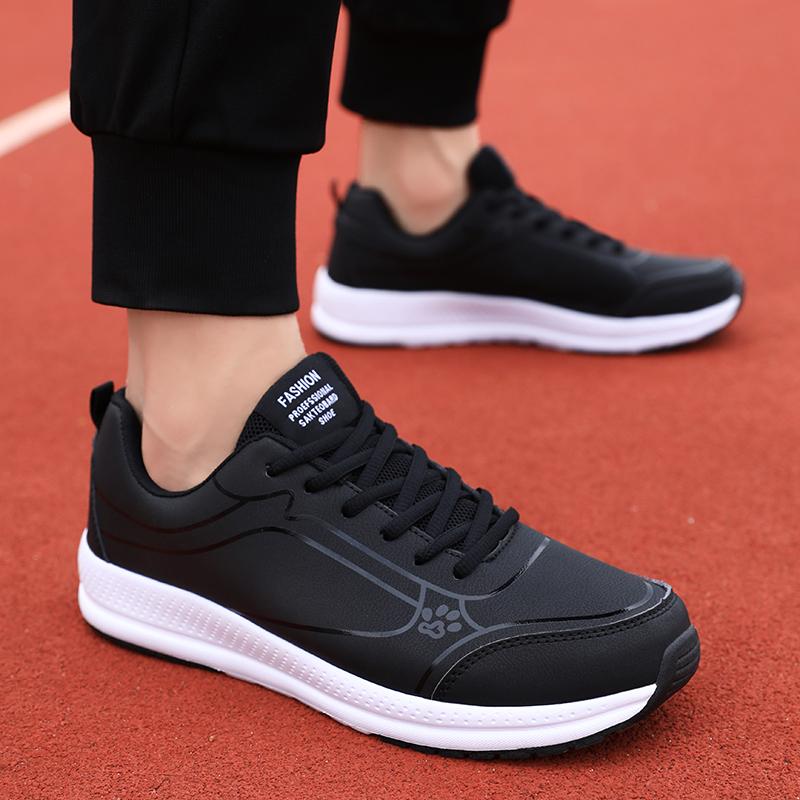 Fashion Running Shoes Waterproof Artificial Leather Sneakers Outdoor Sport Shoes Men Lightweight Walking Casual Sneakers for Men Black45