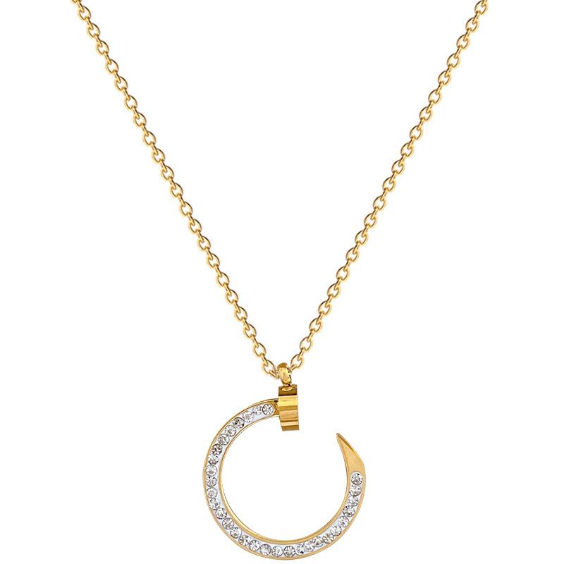 Round Hook Full Drill Minimalist Furnace Real Gold Necklace Female Collarbone Chain Accessories